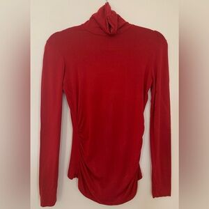 Elegant Vintage Red Women's Turtleneck Top